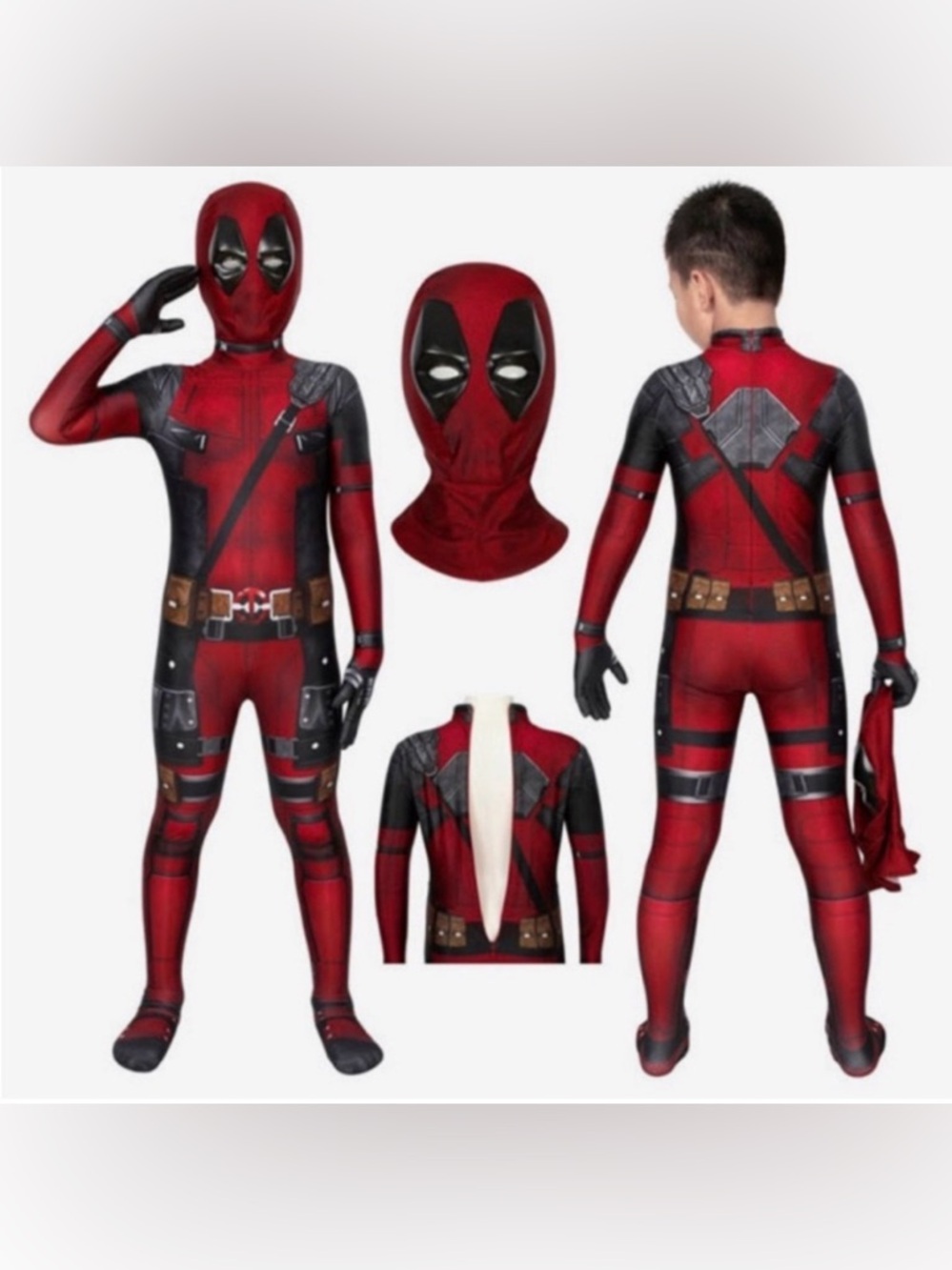 Deadpool kids Red Superhero Costume with Mask sz xs